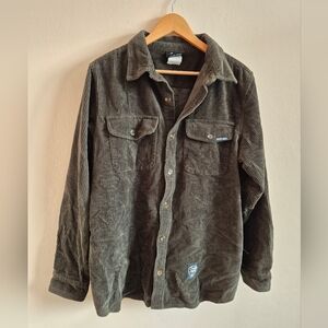 100% Cotton Corduroy Button Down Shirt Size Medium Dark Green
